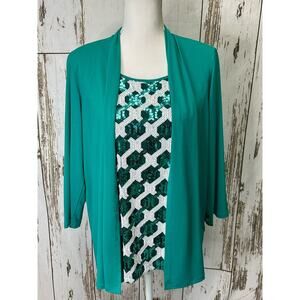 NWT Bob Mackie Green/Teal 2 Pc Jacket and Sequin Tank